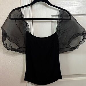 Forever 21 Black Puff-Sleeve Camisole